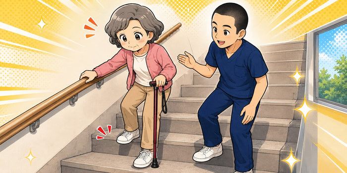 杖で階段を上り下りする順番と安全確認の基本